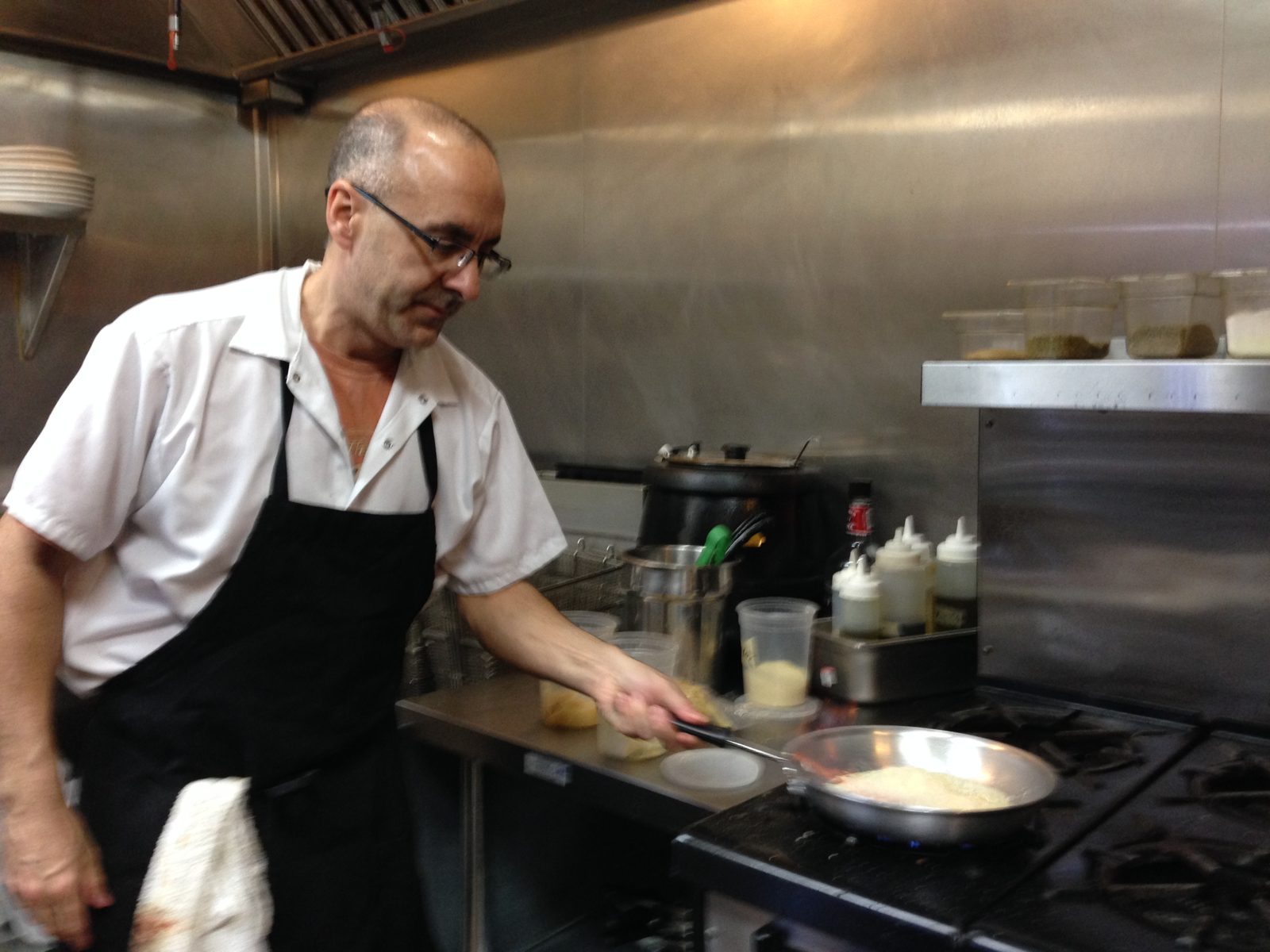 Vito cooking on the line at the first Brooklyn V's in Gilbert